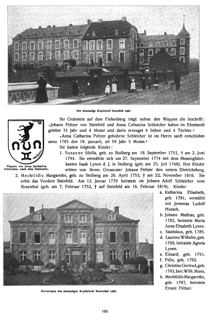 Der ehemalige Kupferhof Steinfeld 1898, Herrenhaus des Kupferhofs Rosenthal 1898.